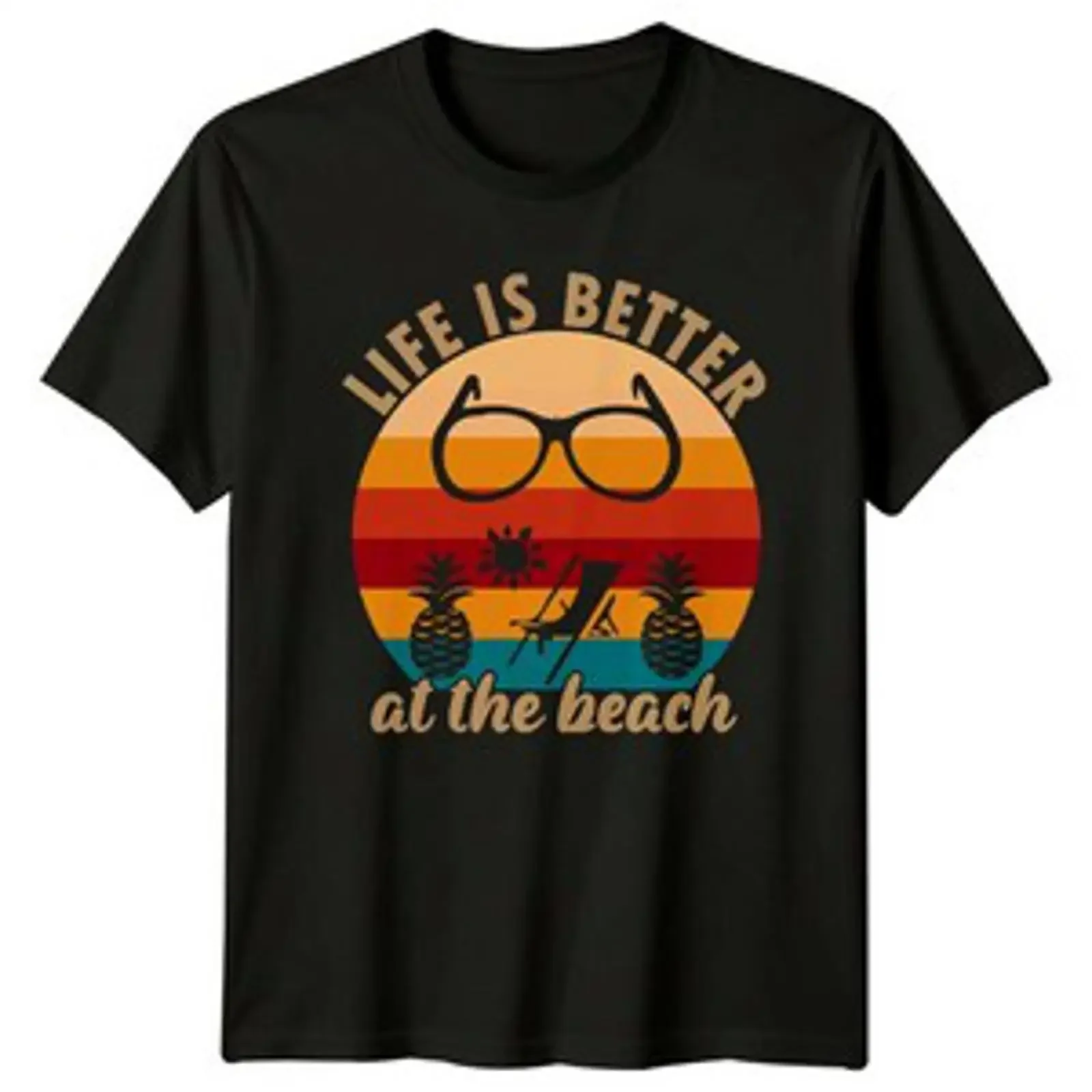 Camiseta con estampado de "Das Leben ist besser am Strand" para verano, regalo para él, estilo vintage, lavado, elástico, para uso diario