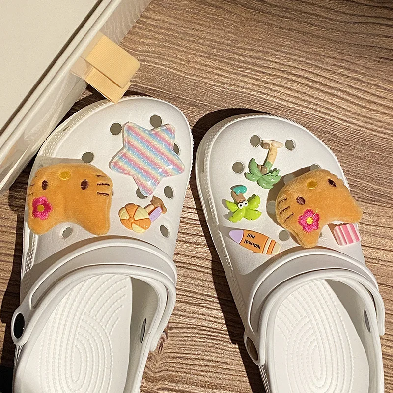 مينيسو سانريو مرحبا كيتي الأحذية السحر مجموعة الاستوائية هاواي KT القط الأحذية الديكور اكسسوارات للإزالة عطلة الشاطئ نمط #3