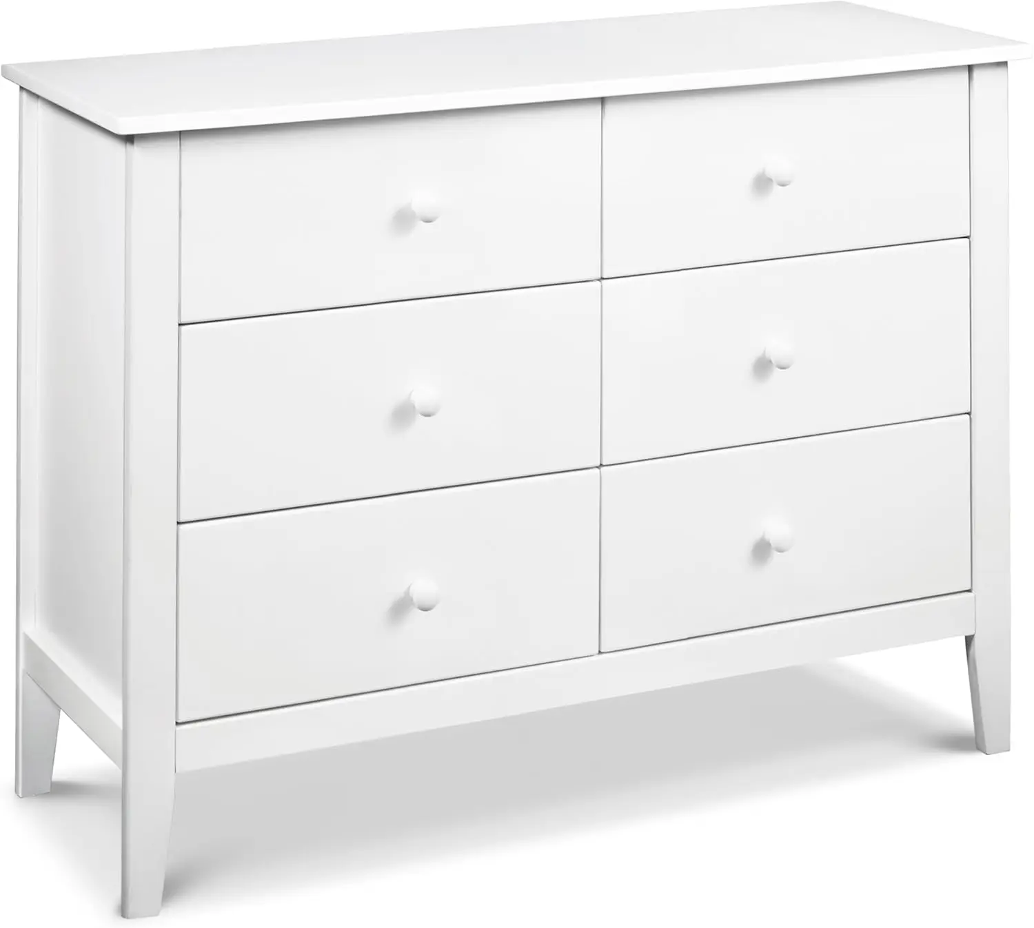 Freestanding 6-Drawer Dresser in White Made of Solid Sustainable New Zealand Pinewood and TSCA Compliant Engineered Wood