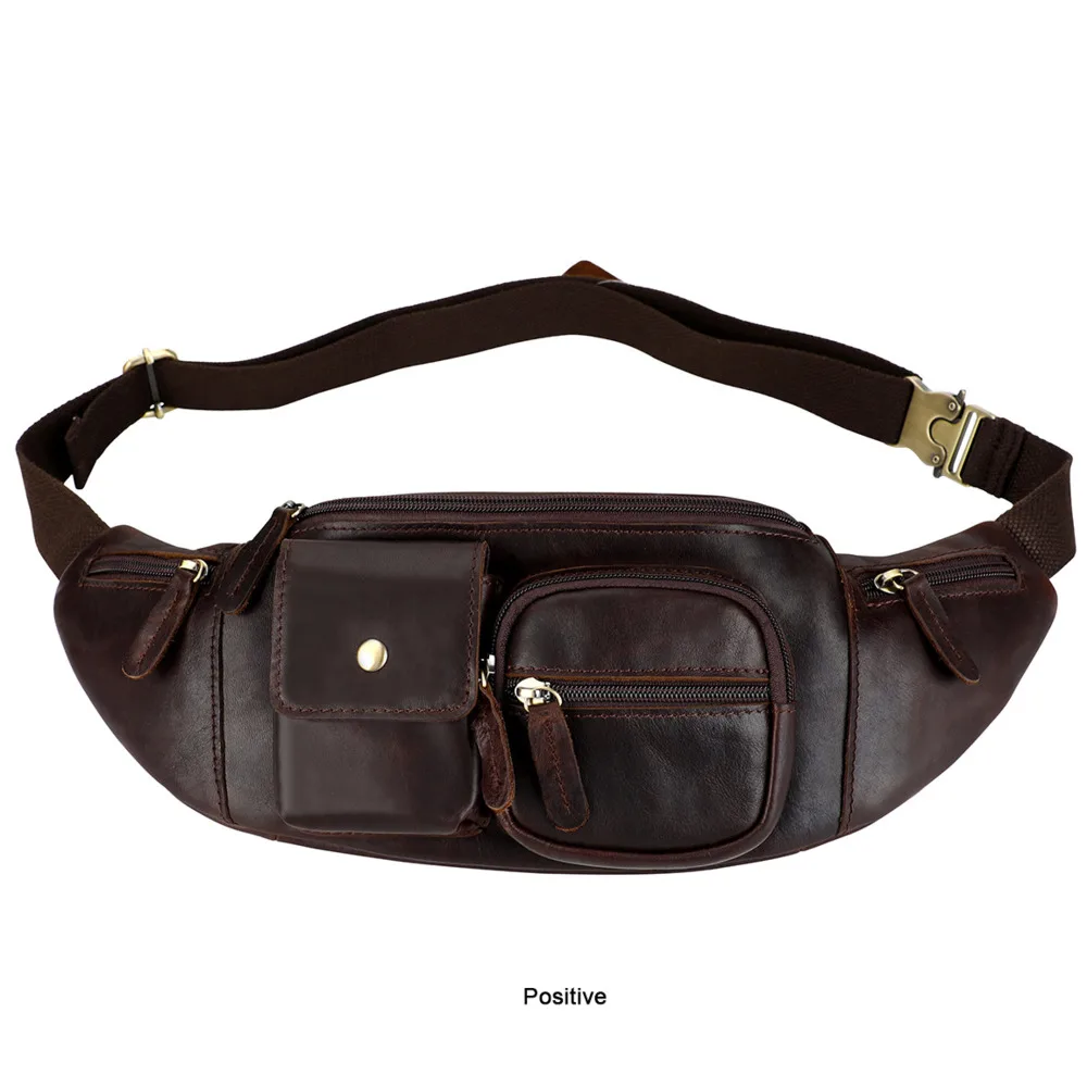 Retro Men's Genuine Leather Waist Bag Casual Crossbody Bag Multi-functional Phone Waist Bag Outdoor Sports And Travel Waist Bag