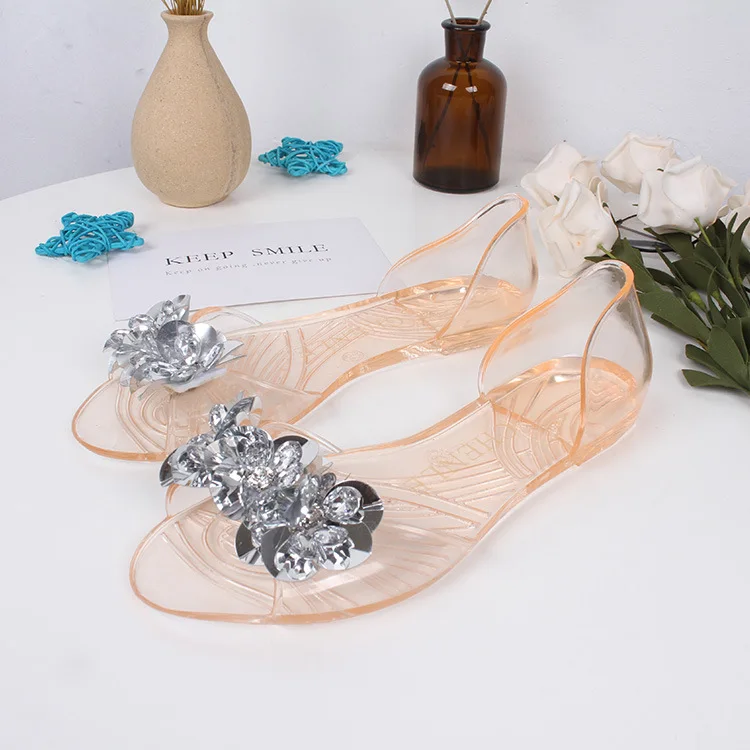 2026 Sommer Damenschuhe Sandalen Pantoletten Prinzessin Schleife Kristall Transparente Jelly Weiche Schuhe Femme Flache Strandsandalen für Damen – Detail 10