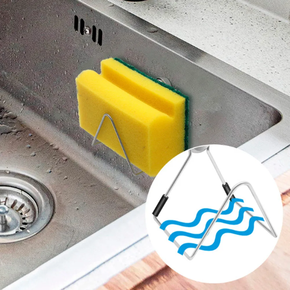 Magnetic Sponge Holder for Kitchen Sink Stainless Steel No Drilling with Adhesives Waterproof Caddy Storage Rack Accessories