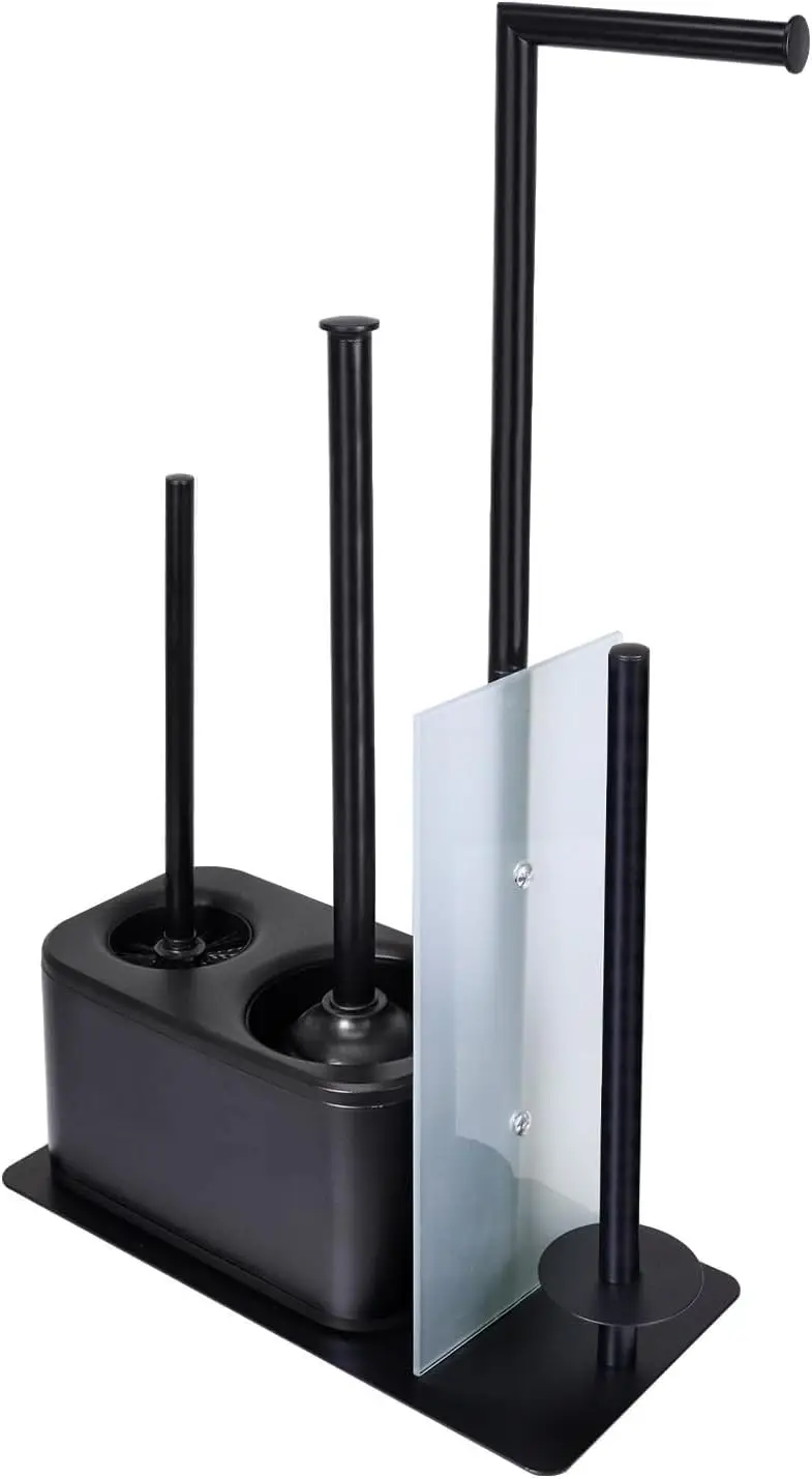 

Modern Bath Set for Bathroom Organization, All in One Toilet Brush, Toilet Plunger, Toilet Paper Holder Stand and To