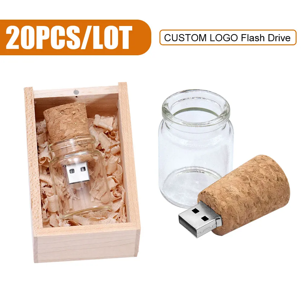 

20 шт./лот USB 2.0 флешки в стеклянных бутылочках с пробкой, 4 ГБ, 8 ГБ, 16 ГБ, 32 ГБ, 64 ГБ, 128 ГБ, идеальный подарок на свадьбу