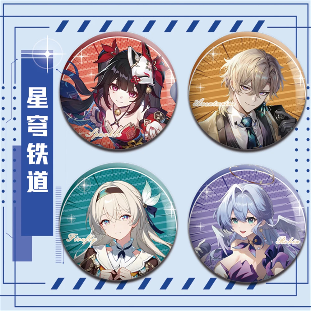 58mm anime jogo honkai estrela ferroviário bronya rand serval landau lâmina tingyun fugue cosplay traje crachá pino spte flandres broche ﻿