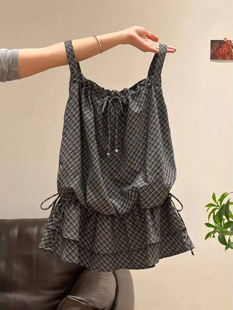 

Женская летняя майка больших размеров с завязками и драпировкой, в корейском стиле, свободного кроя, приятная к телу, модная, в стиле Pure Desire.