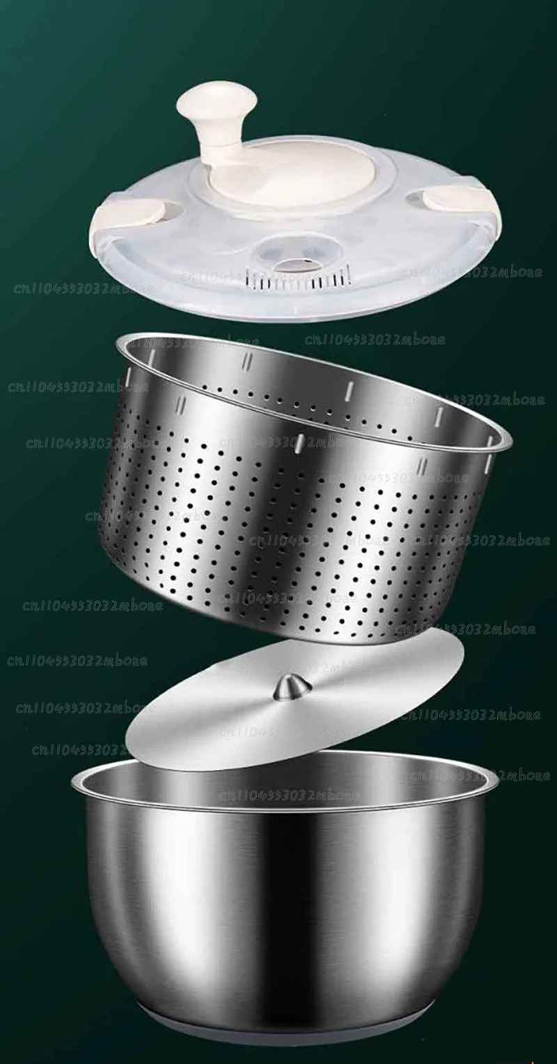 Stainless Steel Salad Spinner Drainer Spin Dryer Washer Dehydrator Dewatering Washing Machine Fruit Vegetable Cleaner Tool