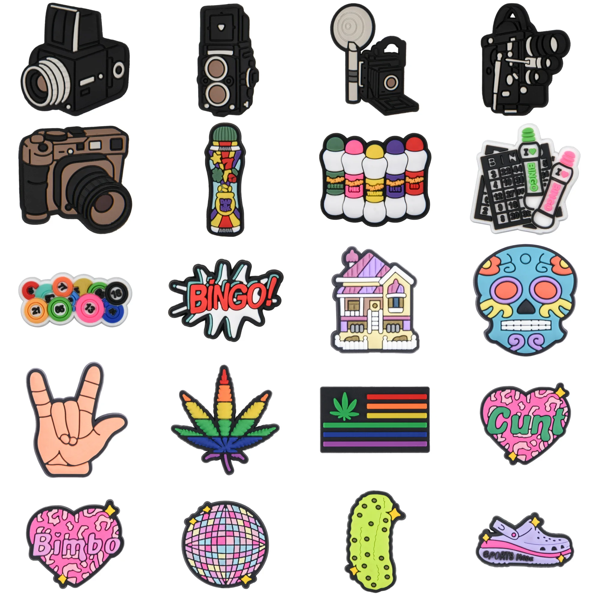 Camera Shoe Charms Cute Shoes Decoration Charms For Wen Women Bracelets Wristband Sandals Clog Accessories Party Gifts