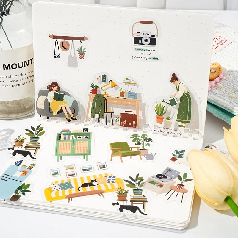 30 قطعة/الحزمة ‌ مادة ملصقات زخرفية من سلسلة الحياة اليومية مثالية لمستلزمات سجل القصاصات بنفسك