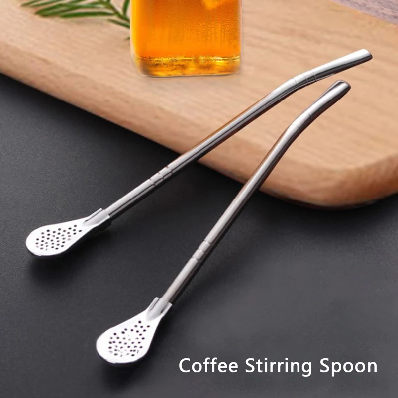

Spoon Tea Filter Mate Tea Straws Stainless Steel Drinking Straw Bombilla Gourd