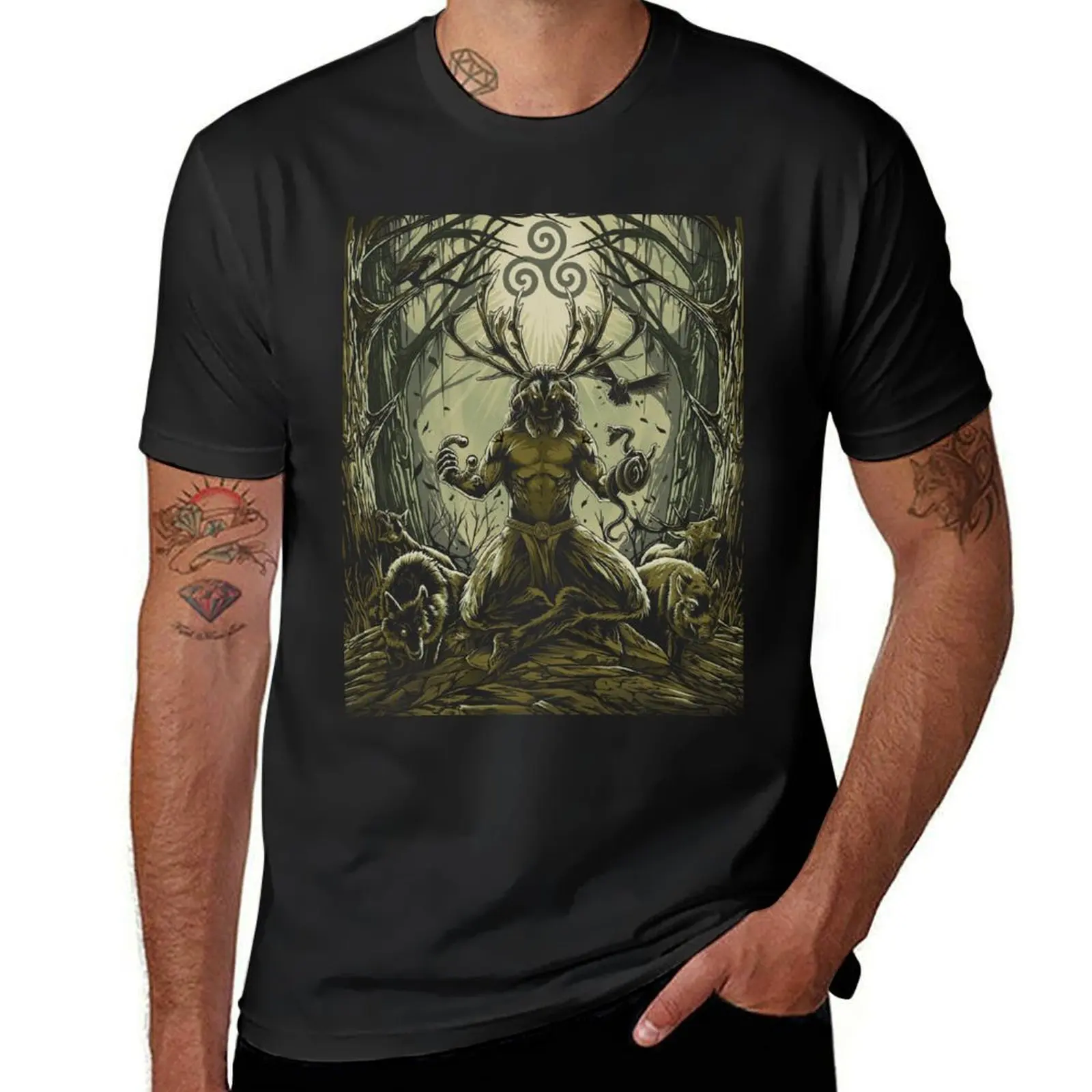 

Cernunnos Pagan Celtic Irish Mythology God T-Shirt anime clothes sports fans oversizeds black t shirts for men