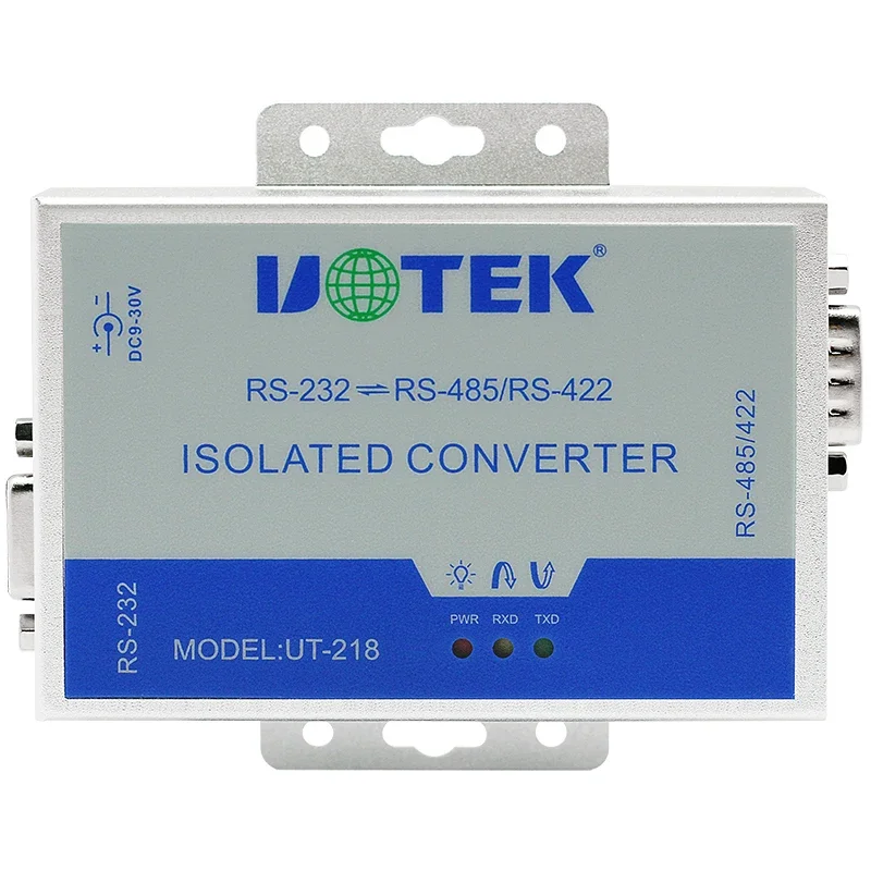 UT-218 RS-232 naar RS-485/RS-422 Foto-elektrische isolatie-interfaceconverter 2,5KVrms verbeterde verlichting, overspannings-ESD-bescherming