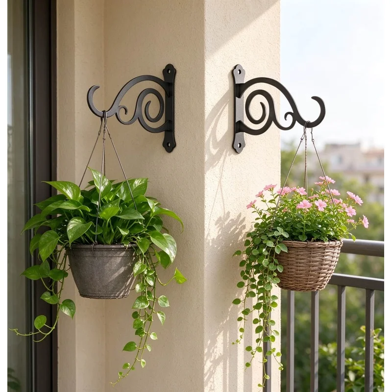 Wind chime candlestick feeder special hanging hook black iron practical decoration multi-specification optional2Set4Set6Inch-siz