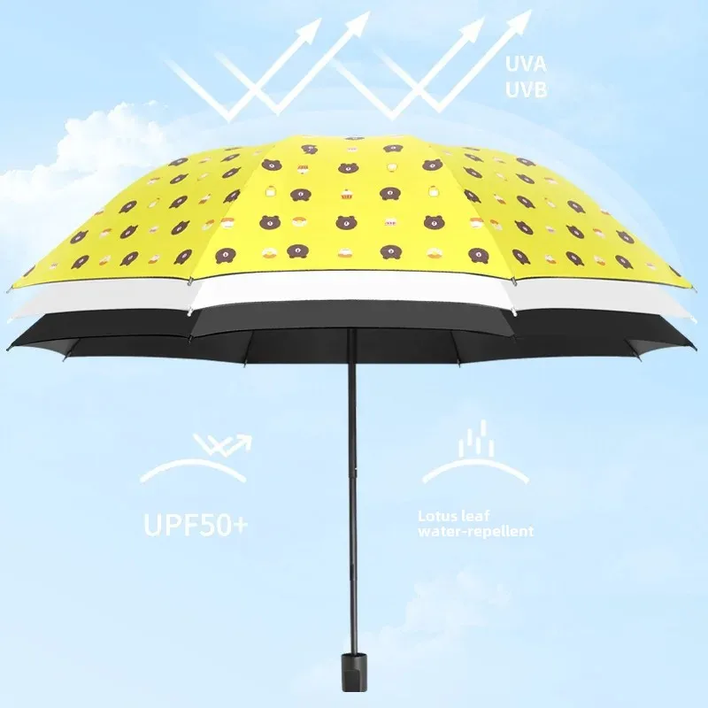 Cartoon Fruit Bear Umbrella Sunshade Rain Umbrella Dual Purpose Foldable Umbrella For Men Women Children Parasol