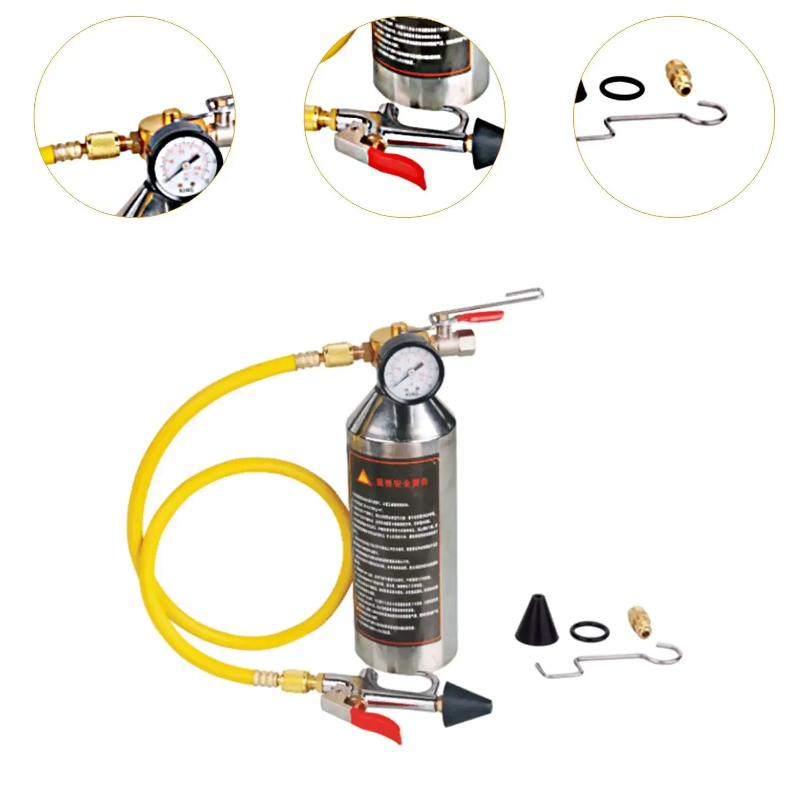 Auto Air Conditioning System Pipeline Flushing Tools Set for Stainless Steel Material Automotive A/C Pipe Cleaning Bottle