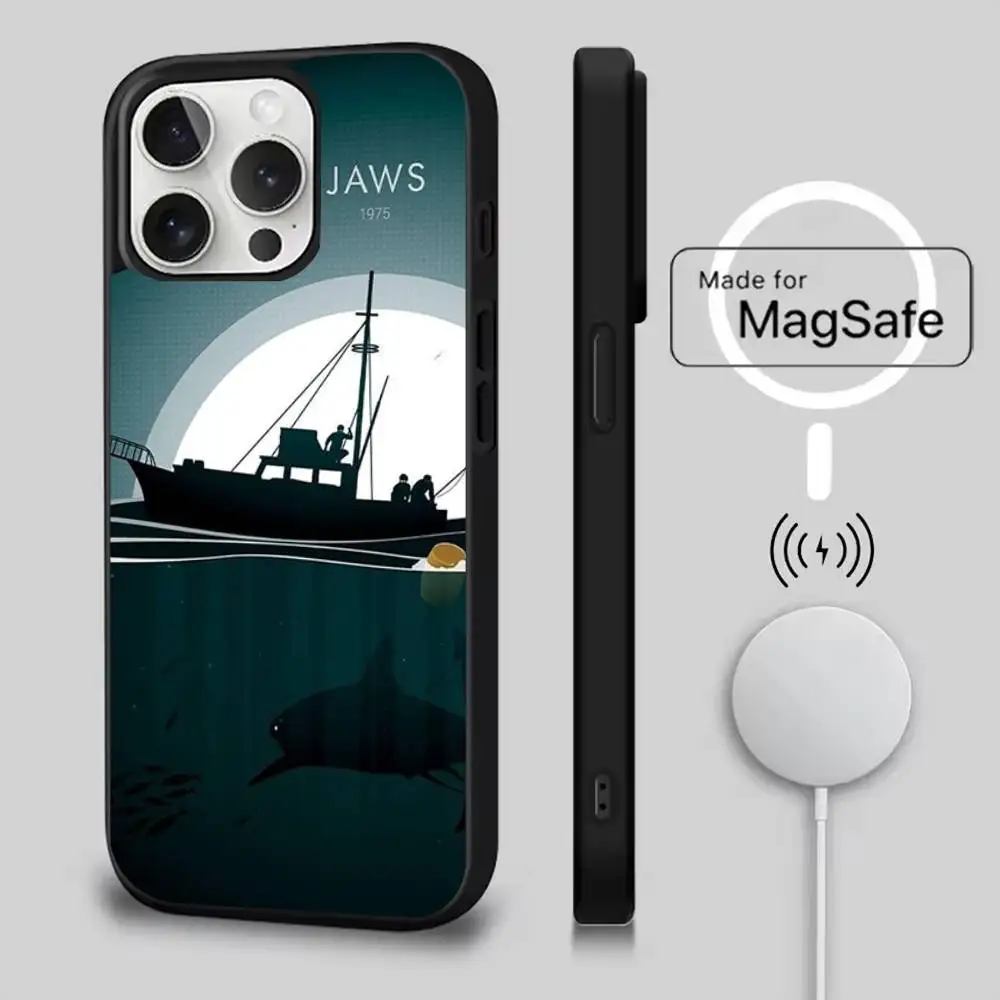 حافظة هاتف فيلم J-Jaws-es لهاتف iPhone 17,16,15,14,13,12,11,Pro,Max,Plus,Mini,SE4,E شحن لاسلكي مغناطيسي Magsafe