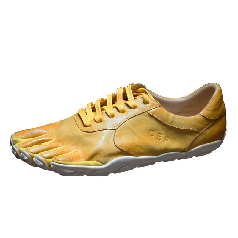 High Quality Split Toe Shoes Men's Oxfords Genuine Leather Outdoor Casual Comfortable Flats Male Walking Sneakers Leather Shoes