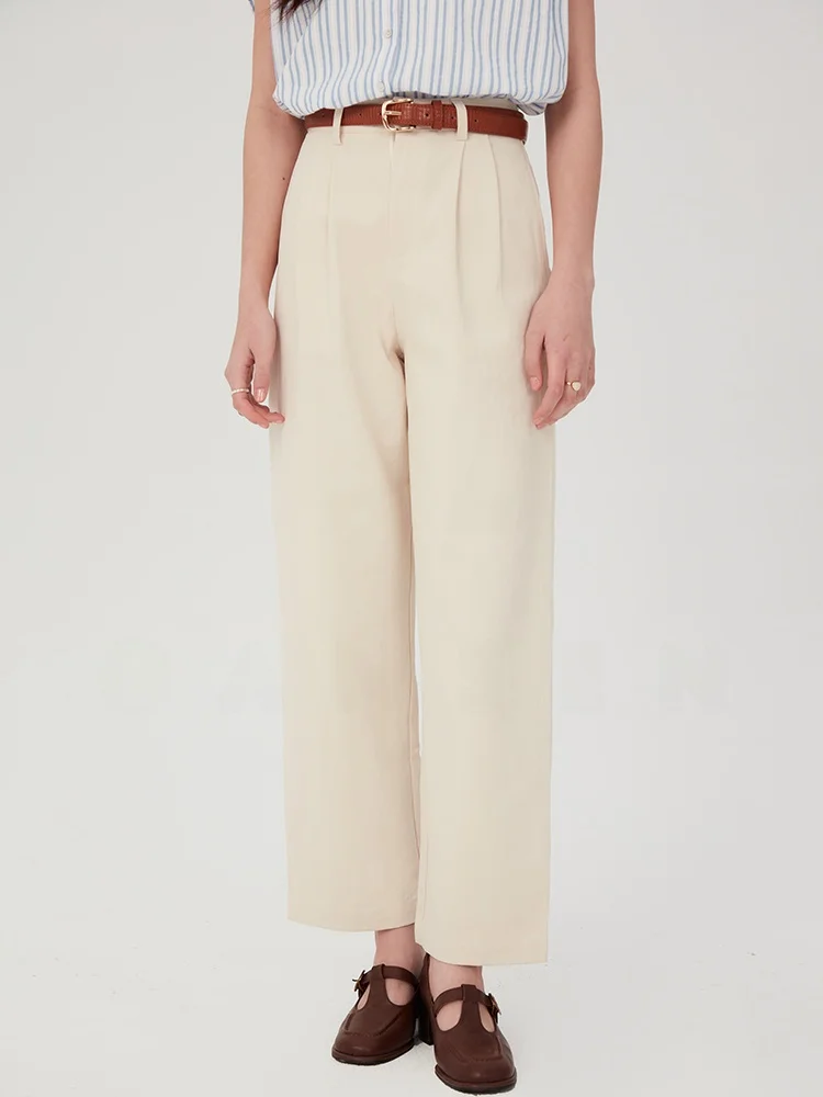 

Gansen High Waist Straight Leg Loose Fit Women's Jeans White Waed Casual Simple Vintage Wide Leg Pants Ladies Trousers