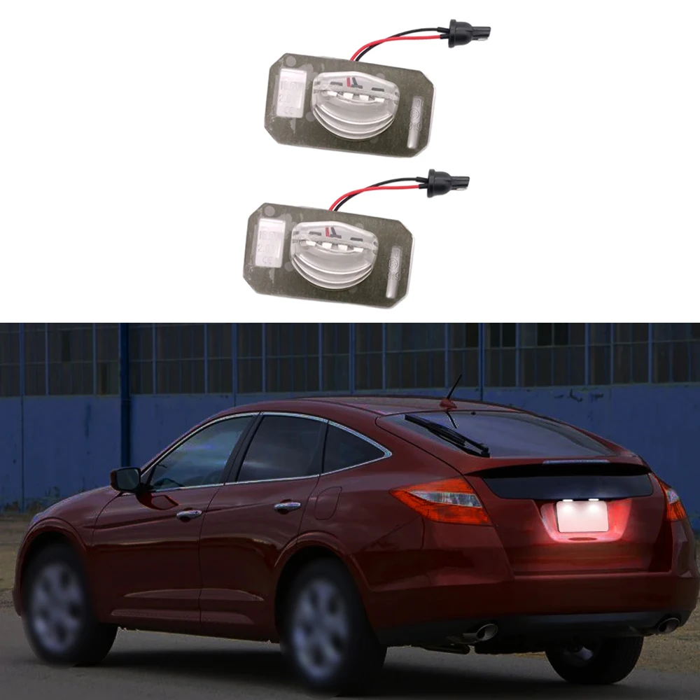 2Pcs Car LED License Number Plate Lights for Honda Crosstour Spirior Elysion Jade Crider White Light