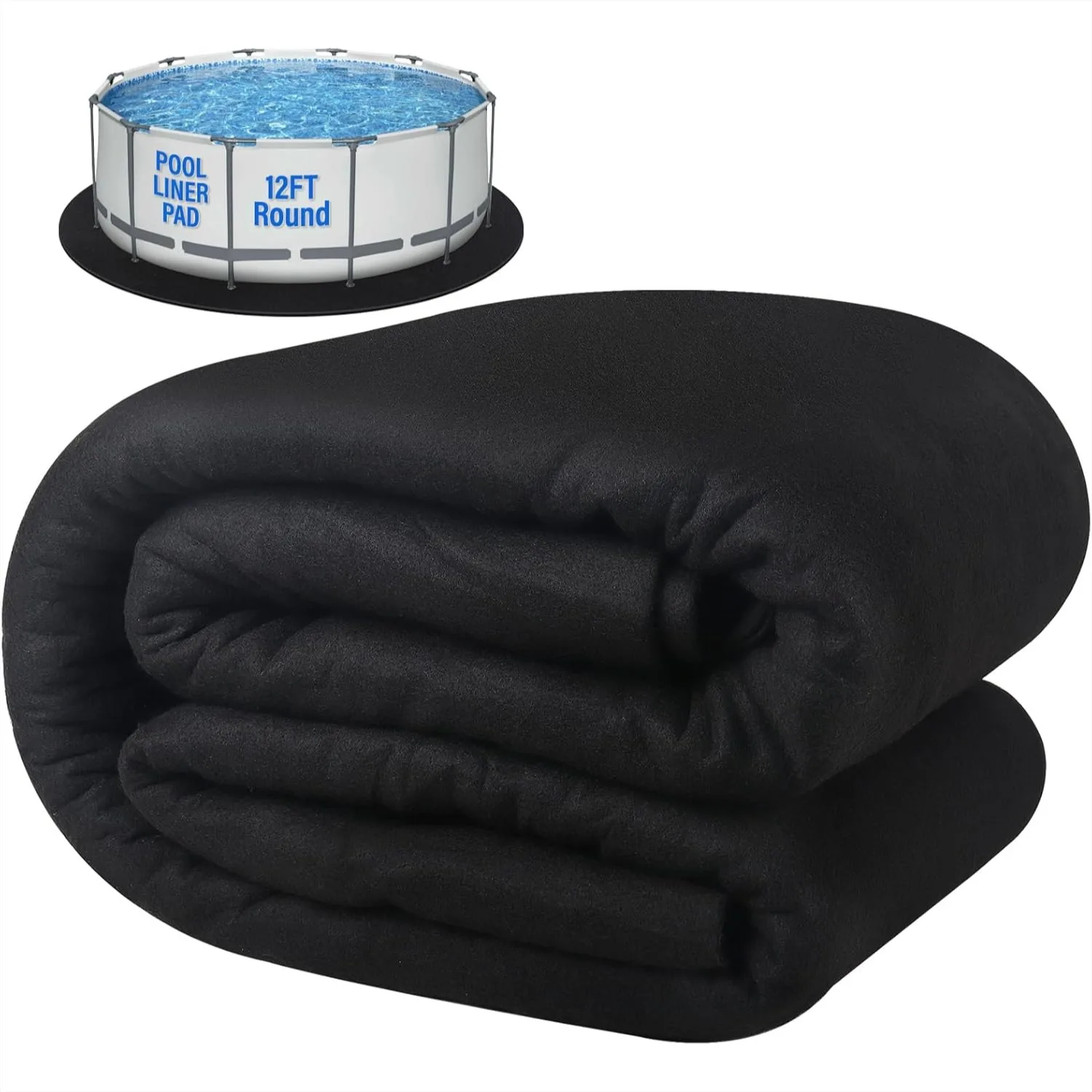 12 FT Pool Pad for Above Ground Pool, 350G/M² Heavy Duty Round Pre-Cut Pool Liner Pad, Double Density Puncture Resistant