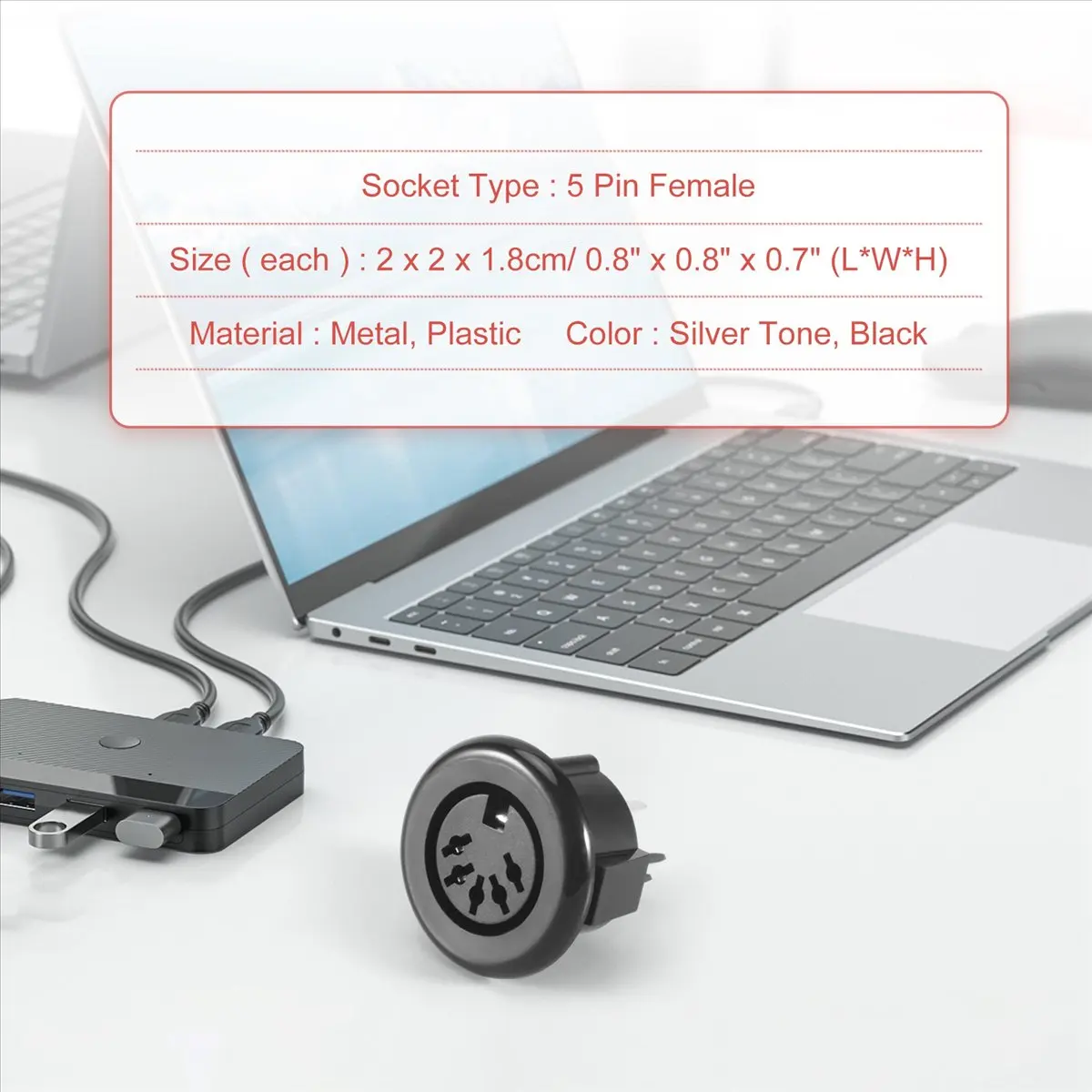 [A90P] Female 5 Pin DIN Plug Panel Mounted Keyboard Cable Connector Adapter