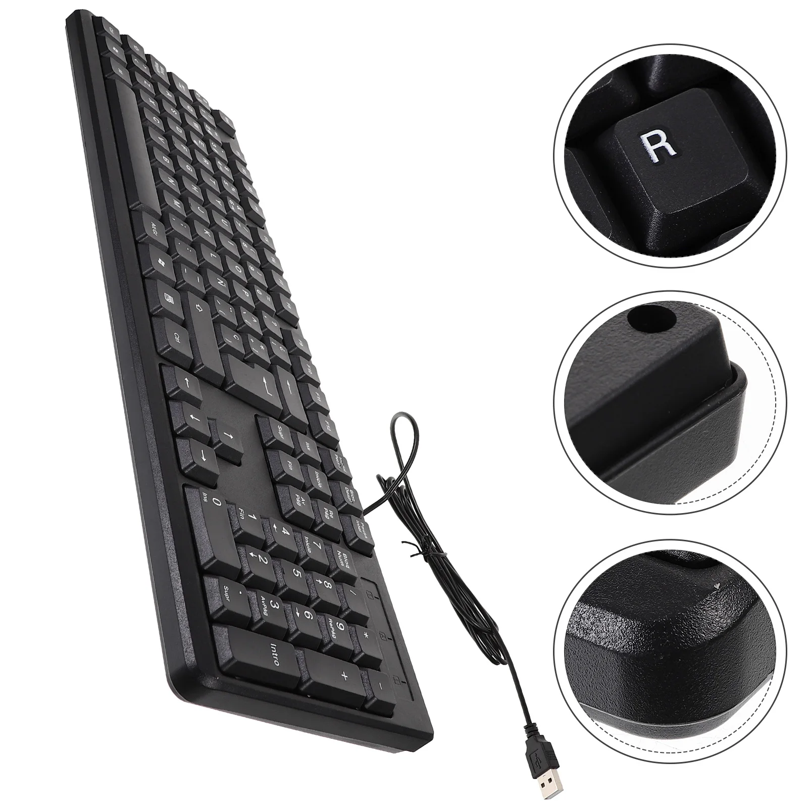 

USB Wired Computer Keyboard ABS Stable Numeric Keypad Home Office Full Size Gaming Practical Convenient Electronic Keyboard