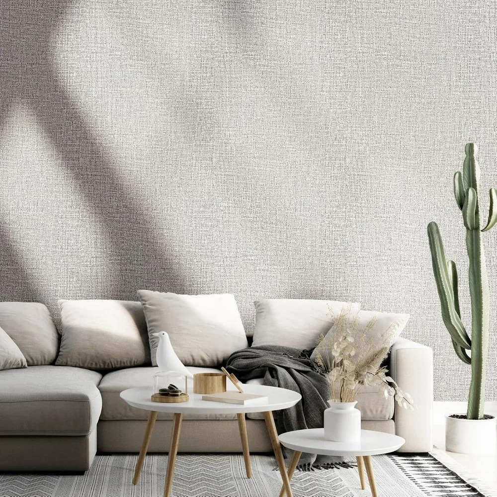 ورق جدران مزخرف من قماش العشب قابل للتقشير واللصق للخزائن، ورق حائط من الكتان الصناعي، سهل التركيب، لاصق يدوم طويلاً، 23.6