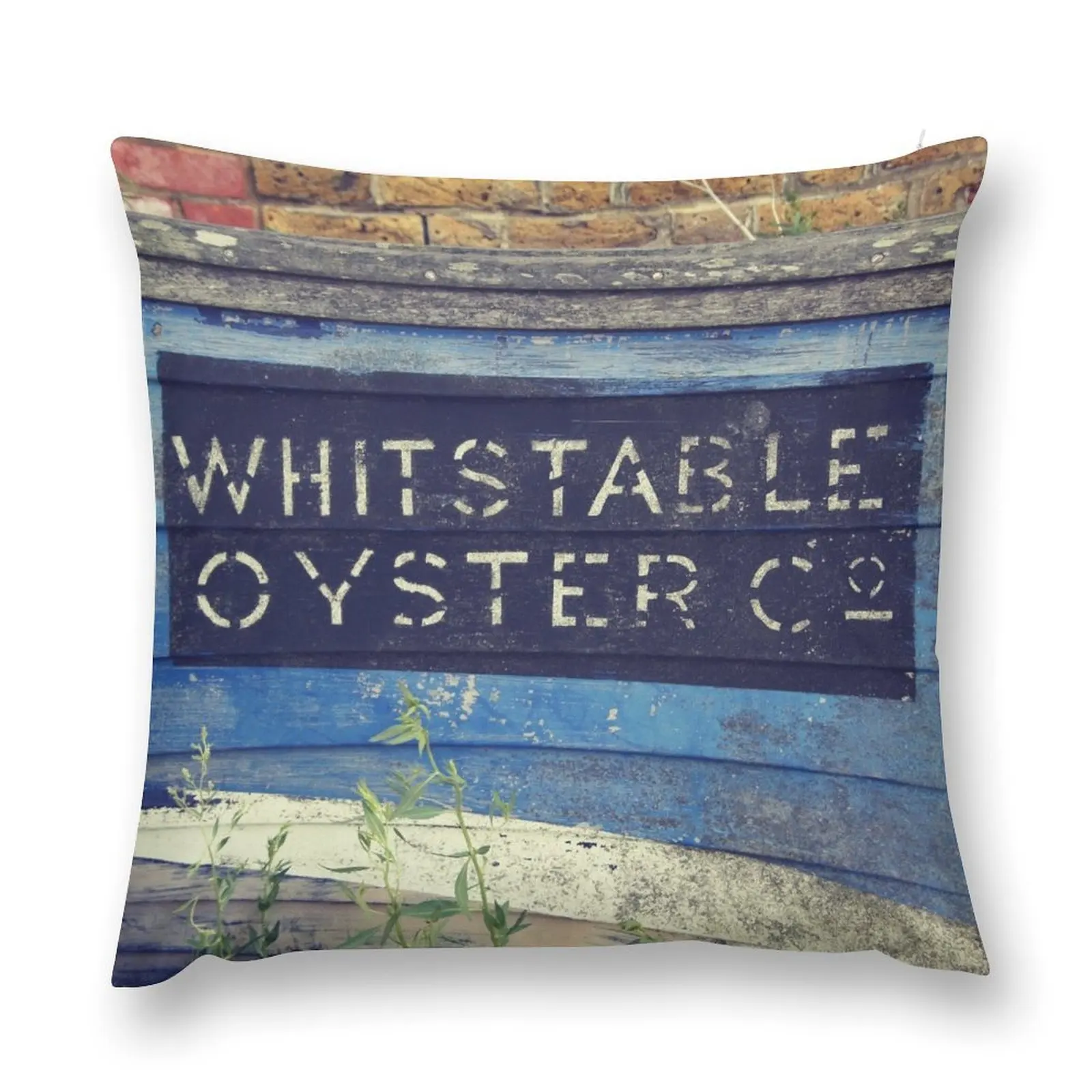 

Whitstable Oyster Company boat vintage style photography print Throw Pillow anime girl Decorative Cushions pillow