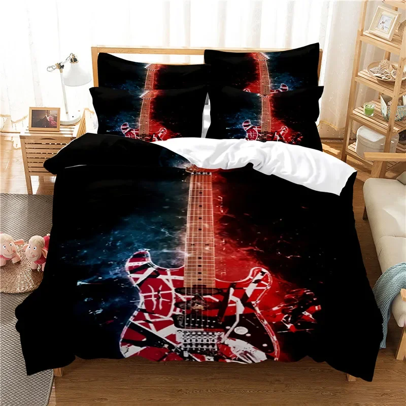 

I Love Music Quilt Bedding Sets Cotton Home Textile 3D Print Music Lover Bedroom Comforter Set Queen Size Cover Duvet Set Black