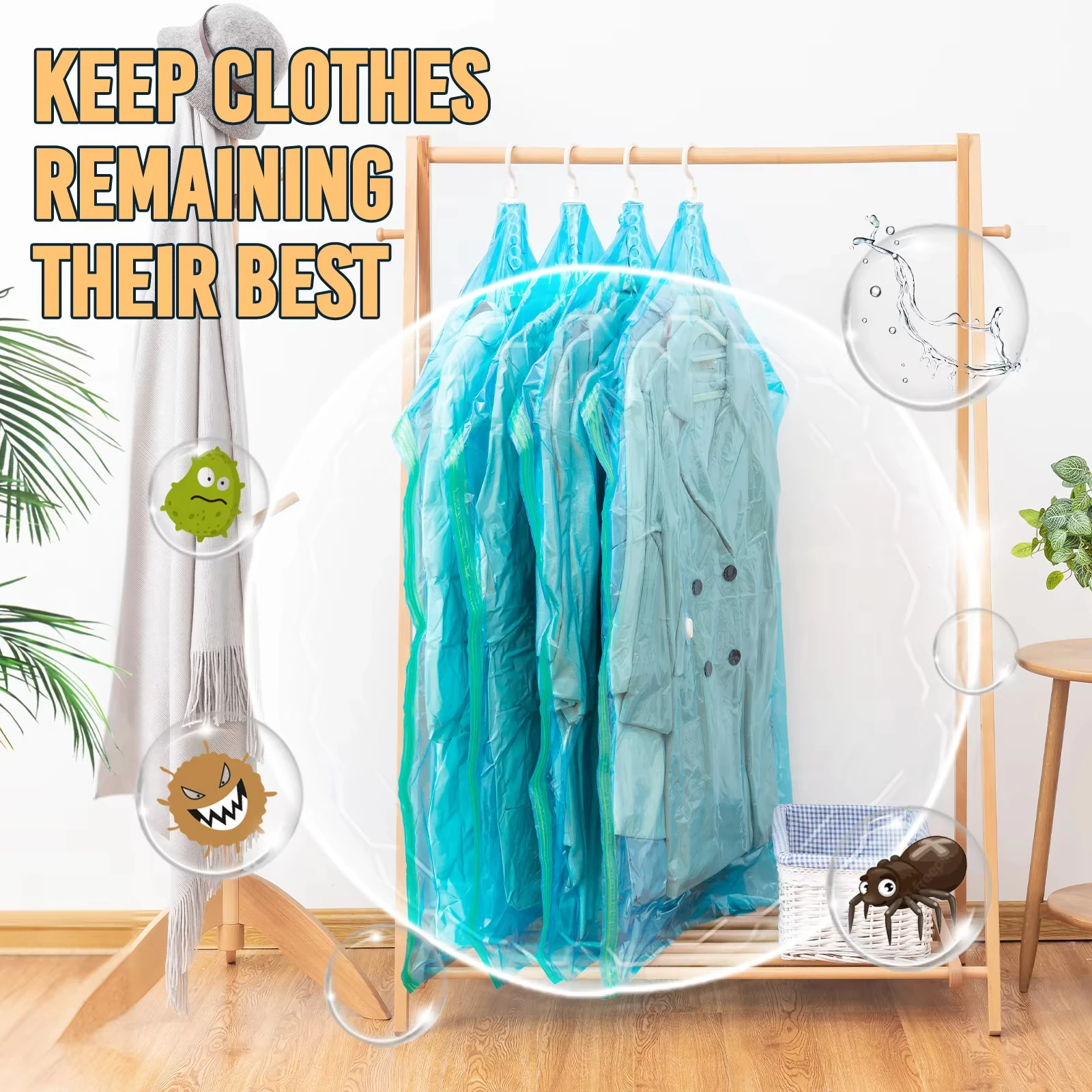 TAILI Hanging Vacuum Storage Bags Hanging Space Saver Bags Hanging Storage Bags for Clothes,Vacuum Sealed for Suits Dress Jacket