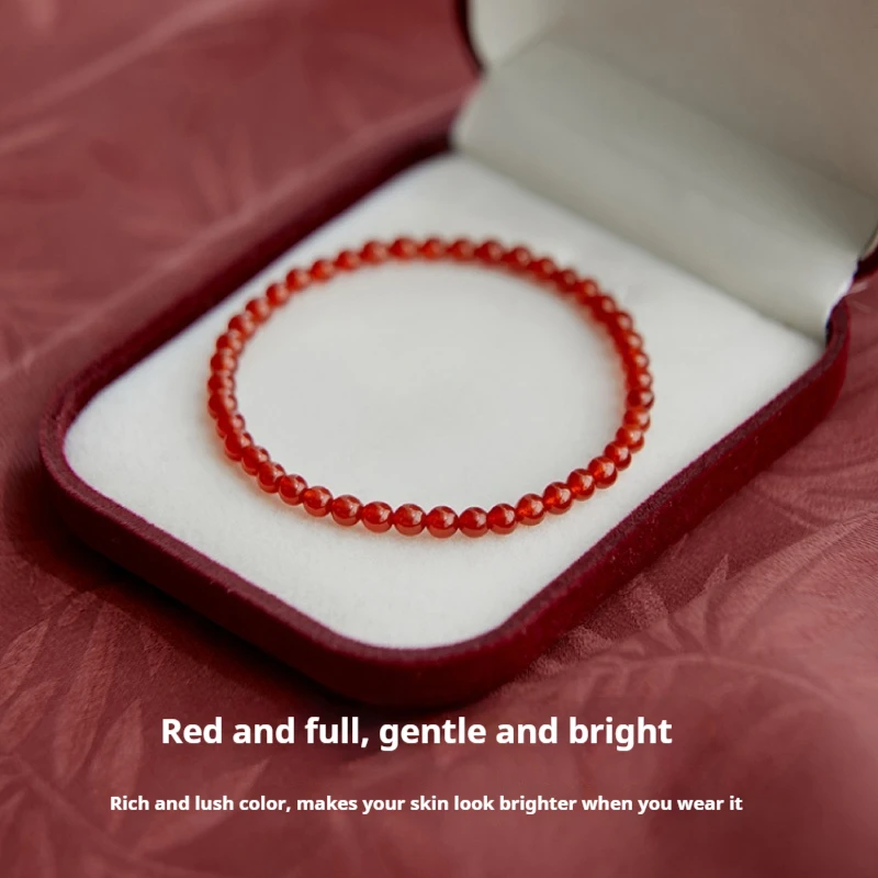 سوار العقيق الأحمر العقيق الطبيعي مطرز سوار كريستال اليشم تصميم تحسس Qixi مهرجان هدية صندوق لصديقة