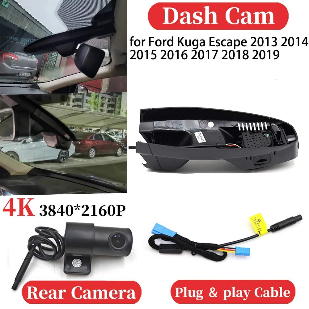 

ZJCGO UHD Car 4K Video Recorder DVR Dash Cam Dashboard Camera Plug and play Night Vision for Ford Kuga Escape 2013-2019