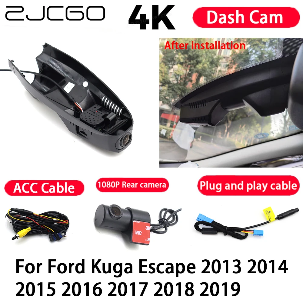 Car Camera 4K Plug and Play Dash Cam Video Recorder Night Vision for Ford Kuga Escape 2013 2014 2015 2016 2017 2018 2019
