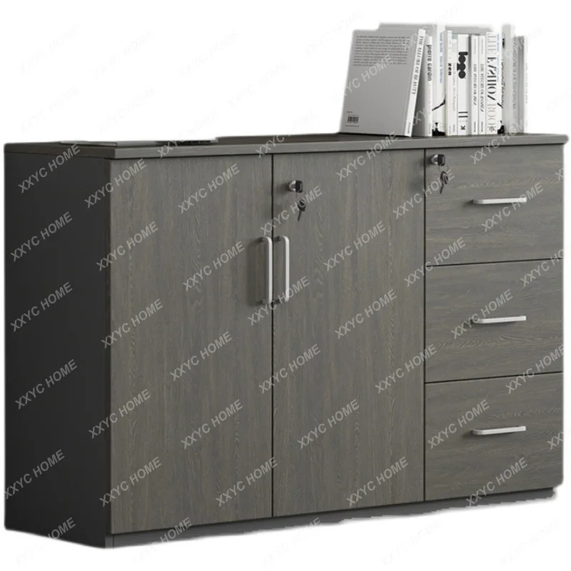 HHOffice File Cabinet Wooden Storage Lock Data Cabinet