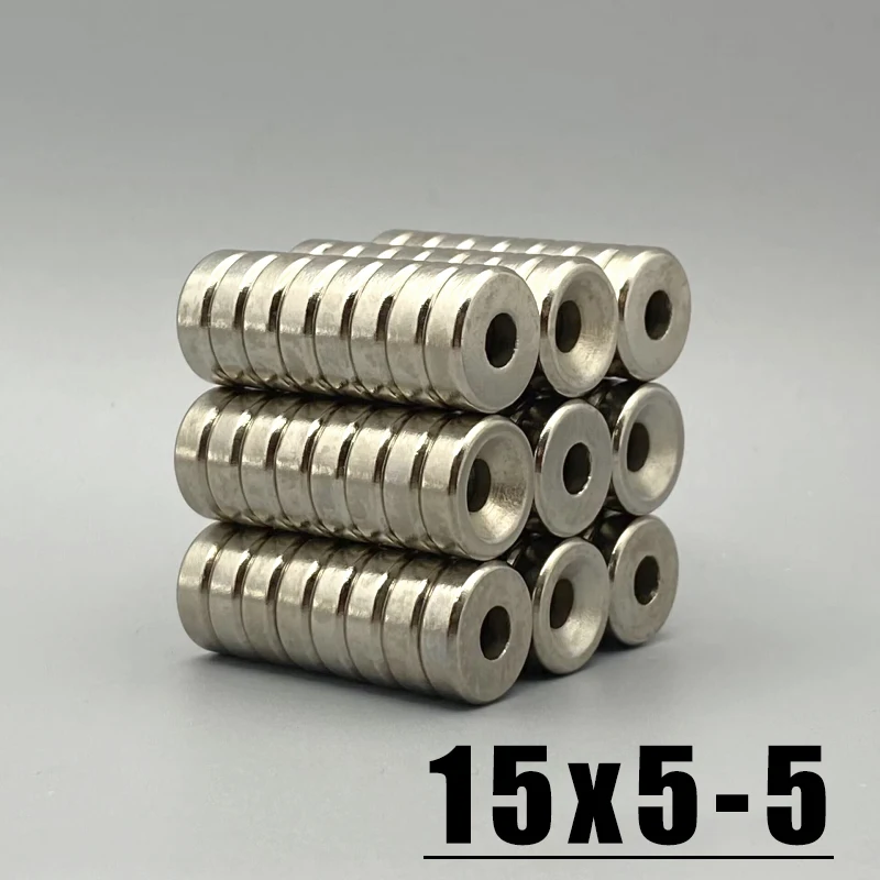 10/20/50/100/200Pcs 15x5-5mm Neodymium Disc Magnet 15*5 Hole 5mm Round Powerful Strong Permanent Magnetic Material Imanes