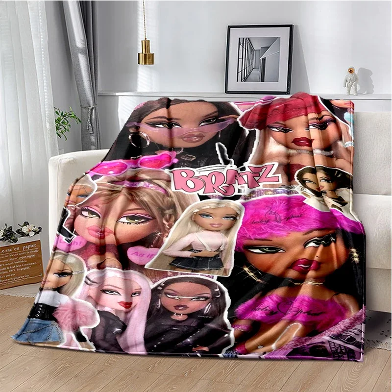 Kawaii B-Bratz cartoon 3d Print Throws Blanket Girl Sofa Home Hiking Picnic Bed Fashion Super Soft Flannel Blanket birthday gift