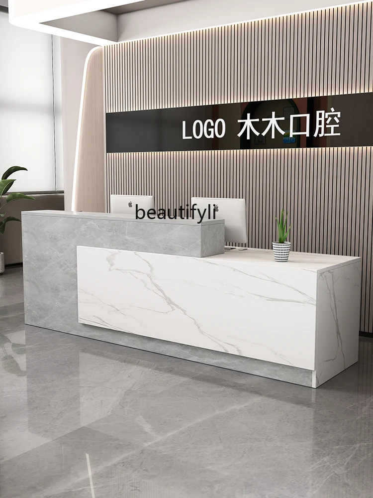 Company Reception Desk Bar Counter Beauty Salon Clothing Store Hotel Imitation Marble Consulting Counter