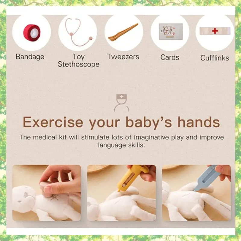 Kit di giochi di ruolo ecologici per bambini - Giochi educativi per ragazze come mostrato Stetoscopio per bambini in legno