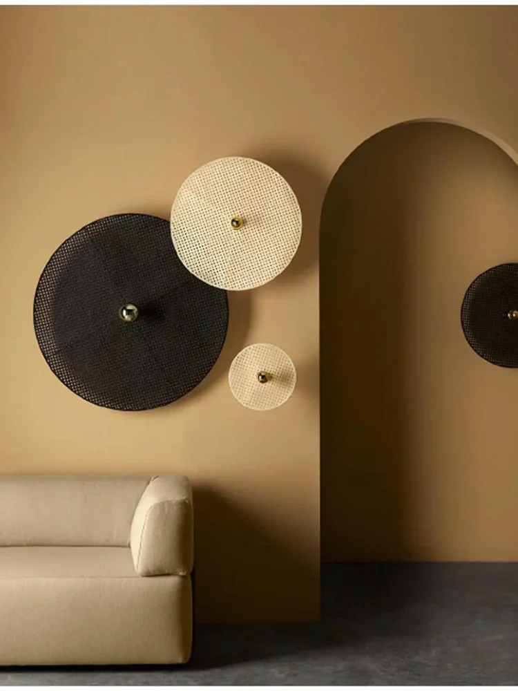 

Настенный светильник из ротанга цвета дерева, ручной работы, для коридора, дома, ресторана, спальни, прикроватного освещения