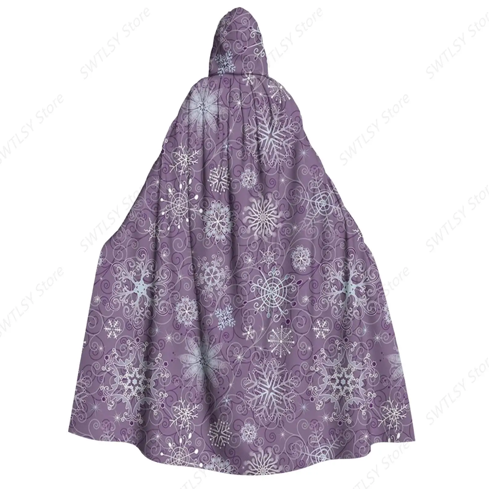 Unisex Adult Hooded Cloak, Christmas Flowers Snowflakes, Halloween Cloak Vampire Witch Cape Cosplay Costume