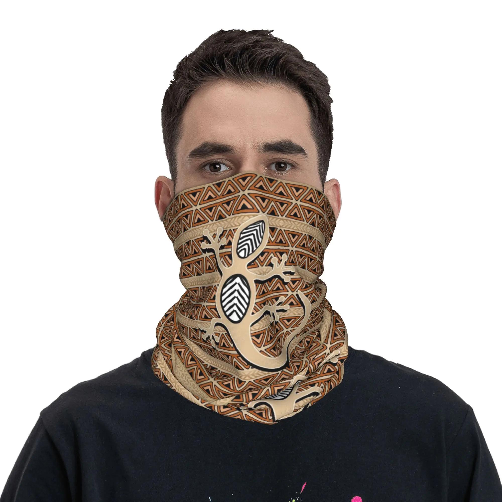 Gecko Africa Desert African Savannah Lizard Bandana Neck Cover Printed Magic Scarf Multifunction Headband Hiking Fishing Unisex