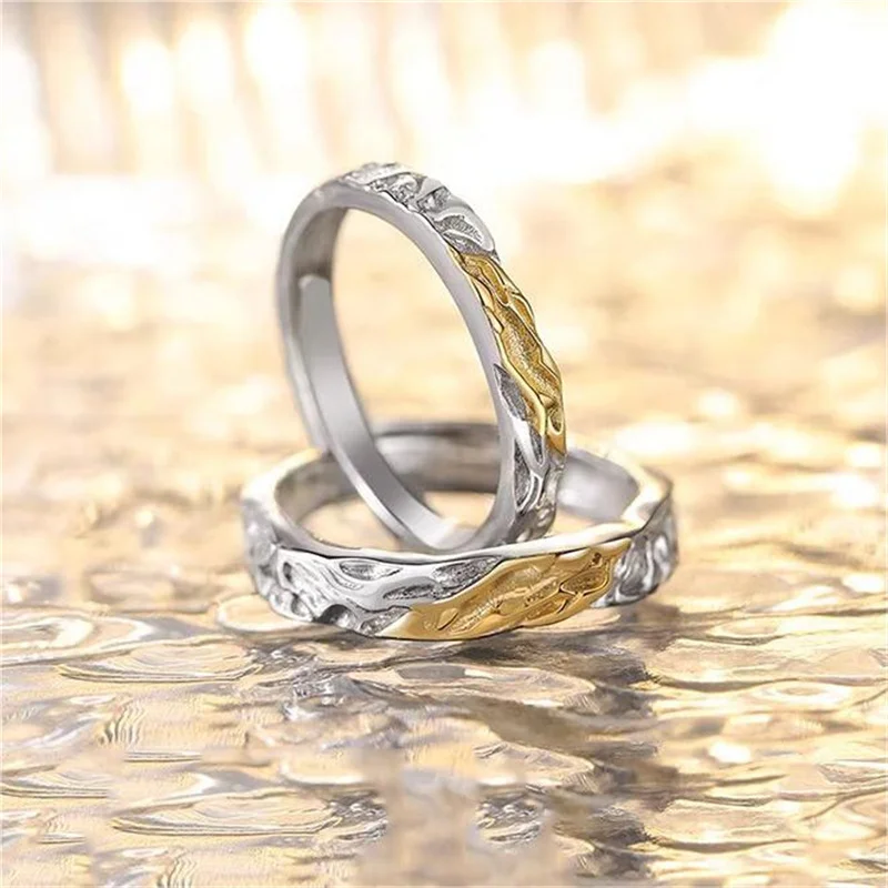 

Trendy Couple Ring For Men Jewelry New Arrival Gold Silver Collision Ring Women Index Finger Accessories Adjustable