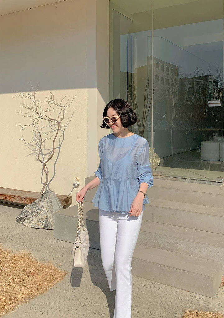 

Свободный женский комплект из двух предметов с длинным рукавом и круглым вырезом, в стиле Dongda Gate, для повседневной носки, модный, удобный топ