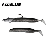 ALLBLUE Sandeels 12.5cm 23g Soft Live Eel Fishing Lure Paddle Tail Jig Head Hook Vinyls Vibration Artificial Bait Saltwater Gear