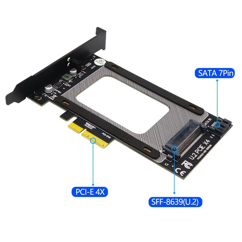 U2 para PCI E Adaptador Riser Cartão PCI Express 3.0 4X U.2 SFF-8639 Adaptador PCIe U.2 SSD para PCI-E Cartão Suporte Intel 2.5 "NVME U2 SSD