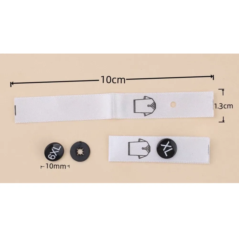Größenmarkierung für Kleidung mit Knopf, Satinband-Größenetikett für Poloshirts, 500 Stück/Packung – Detail 5