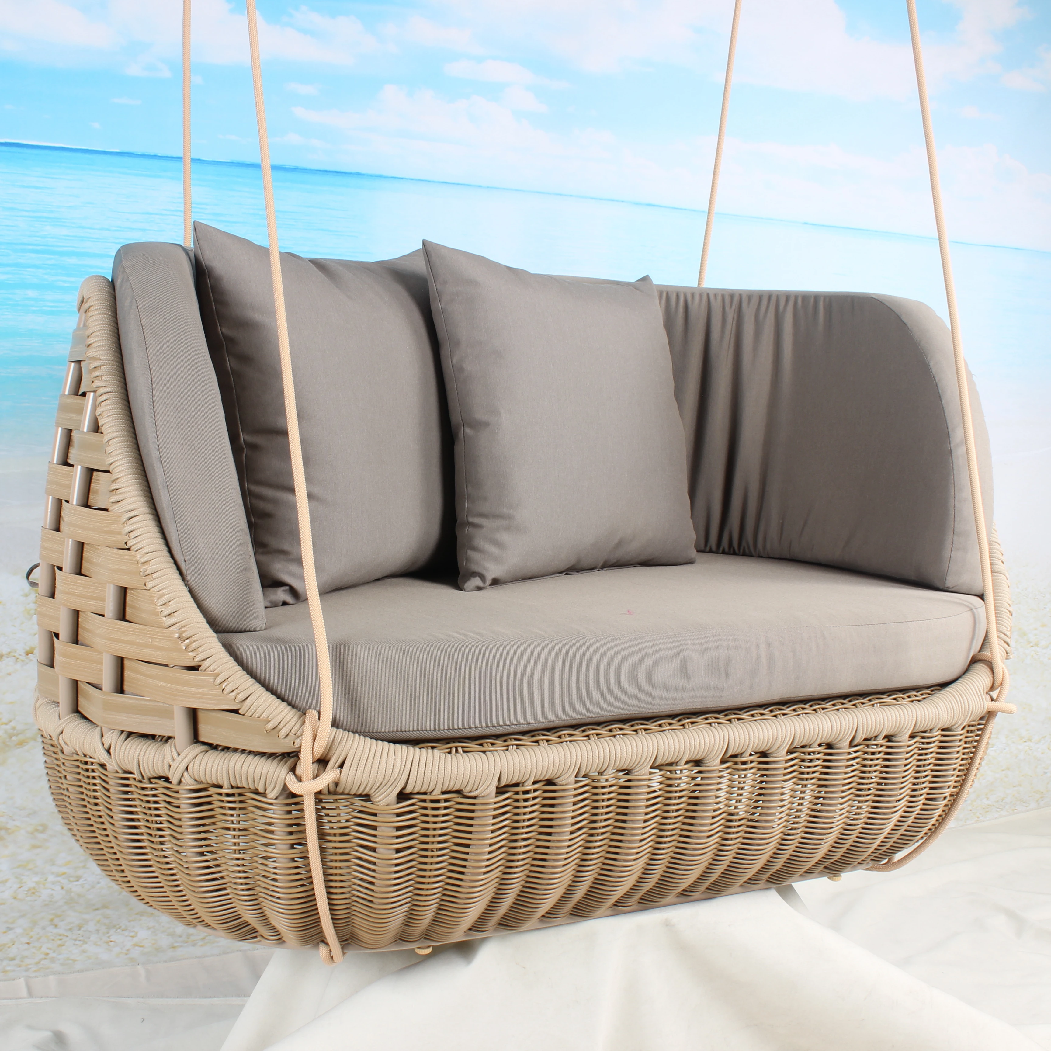 Rattan Wicker Double Seat Hanging Swing Chair Outdoor Furniture Color Material Origin General Place Model