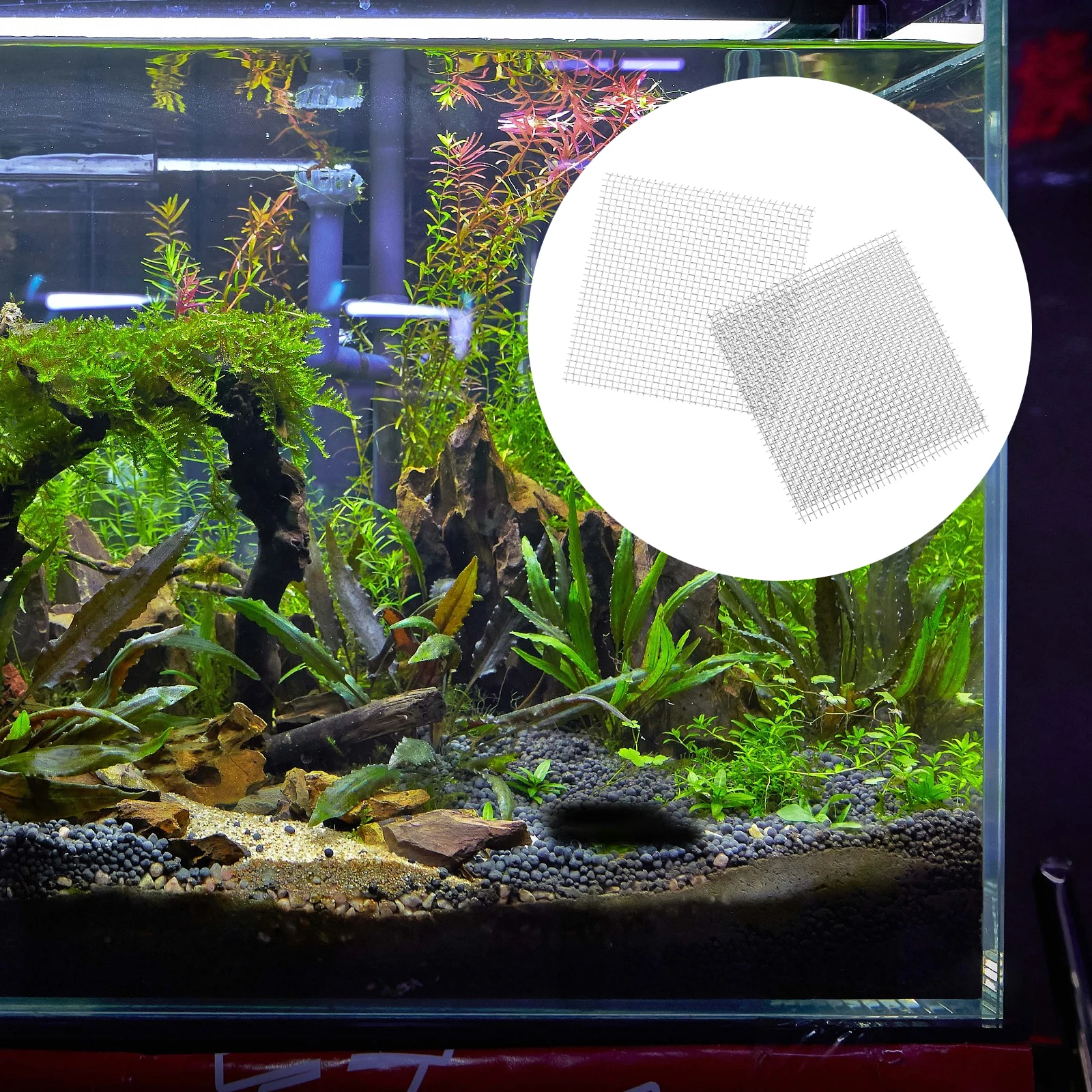 

15 PCS Stainless Steel Mesh Moss Net Fish Tank for Reptiles Aquarium Safe Silver