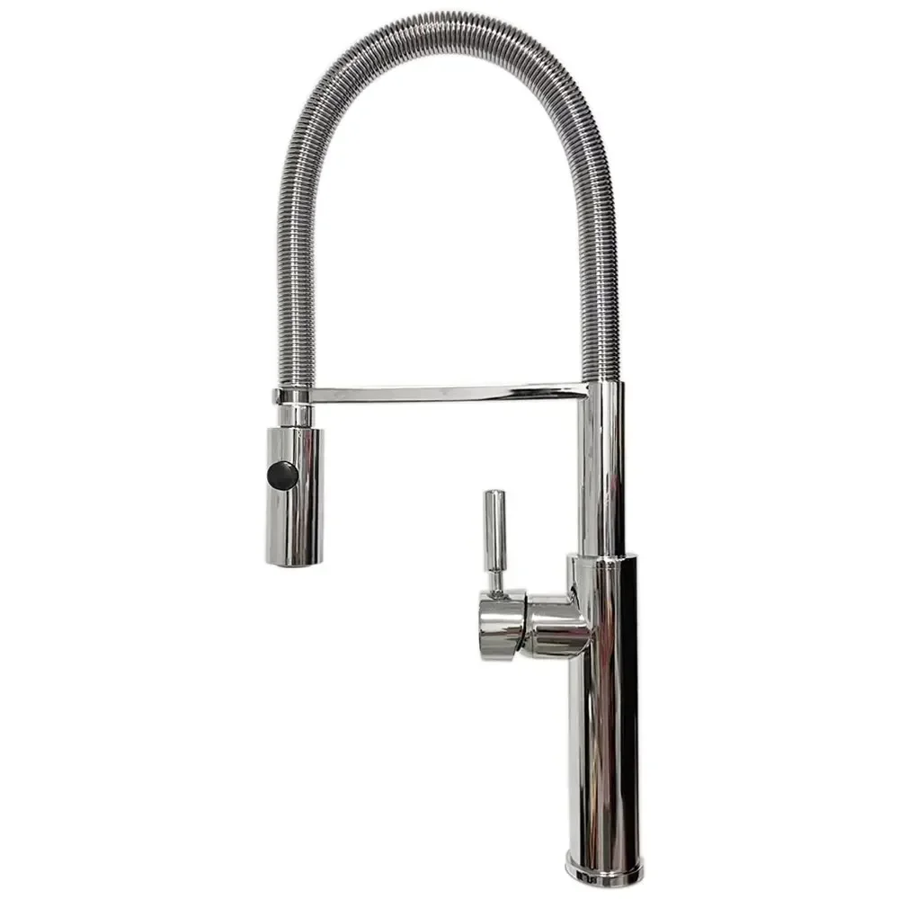 Brushed Nickel Brass Sink Black hose Mount Pull Down Dual Sprayer Nozzle Mixer Water Taps Kitchen Faucet