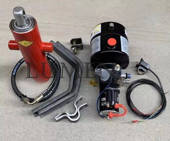 Hydraulic Self Unloading Kit Electric Control Lift 12v/24v/48v/60v/72v Electric Tricycle Dump Hydraulic  Parts